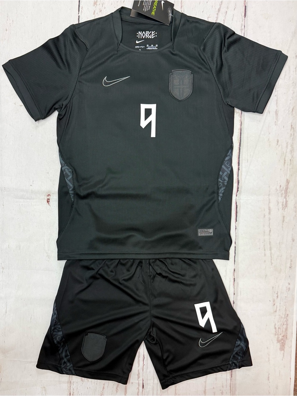 Haaland YOUTH Jersey Norway Away Black 26’ World Cup Kit (Jersey+Shorts) MEDIUM